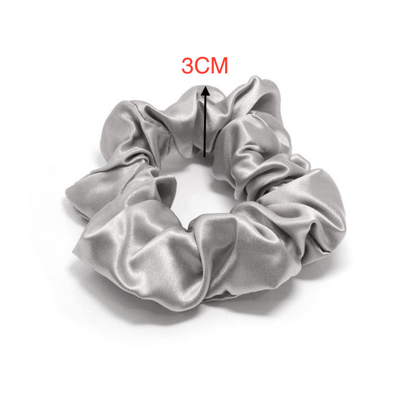 Silver Grey 3cm Silk Scrunchie | 100% Mulberry Silk Hair Tie